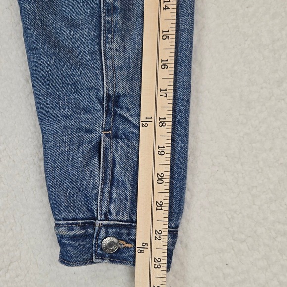 Gap Denim Sherpa Trucker Jacket Women's L Medium Wash Faux Shearling Lined - Picture 12 of 13